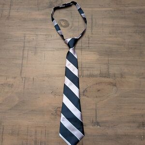 Boys Preppy Striped Black and Silver Necktie